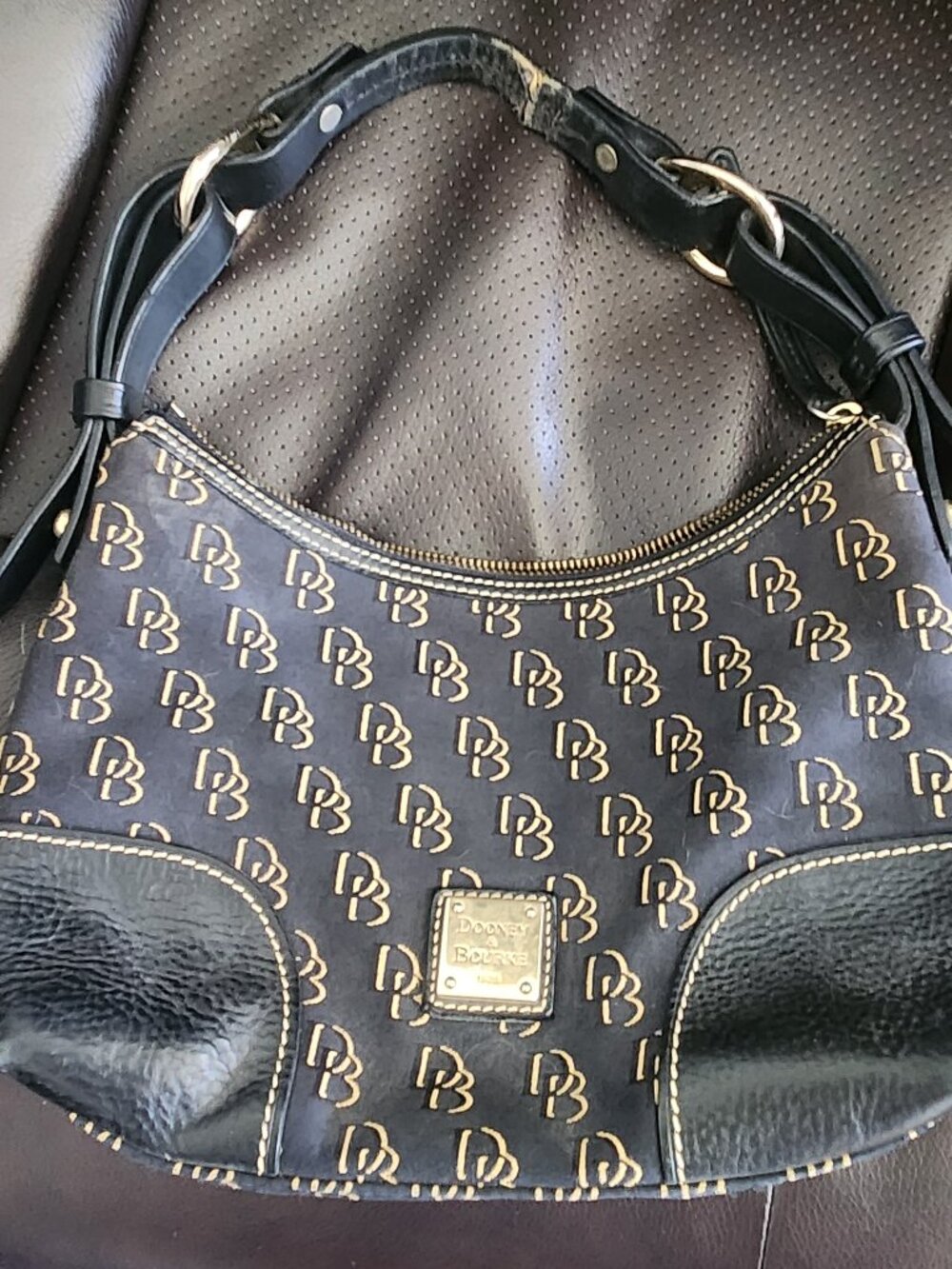 Dooney & Bourke DB Print Hobo Bag - Leather Accents, Classic Style
